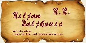 Miljan Maljković vizit kartica